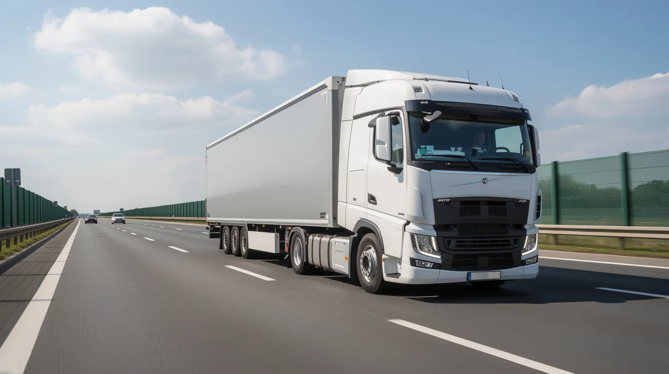 b0fe7de7-9480-49b1-aa51-b9bf6dab056f – LKW Help 24 Nowoczesny ciągnik siodłowy jedzie w ciągu dnia po autostradzie z dużą platformą ładunkową.