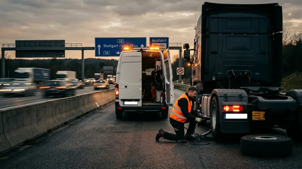 Reifennotdienst LKW – 24h in ganz Deutschland für ausländische Fahrer